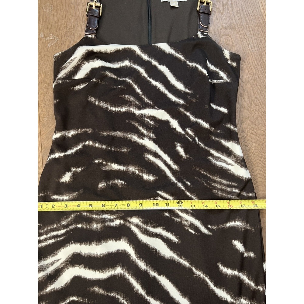 Michael Kors Zebra Print Sheath Dress Gold Buckle Detail Size M - Picture 11 of 12